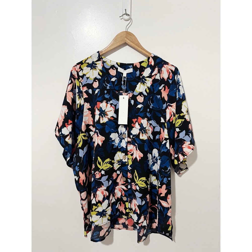 Adyson Parker Blue‎ Floral Blouse Size 2X